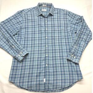 Peter Millar Mountainside Blue Plaid Flannel Button Down Shirt Large